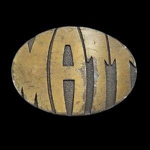 Humphreys Leather Goods Inc Mens Belt Buckle Matt Name Vintage‎ Brass Oval